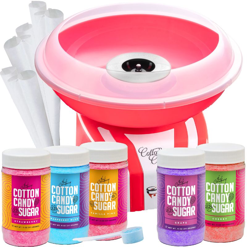 Photo 1 of **SEE NOTES**
The Candery Cotton Candy Machine and Floss Bundle- Bright, Colorful Style- Sugar Free Candy, Sugar Floss, for Birthday Parties - Includes 5 Floss Sugar Flavors 12oz Jars and 50 Paper Cones & Scooper