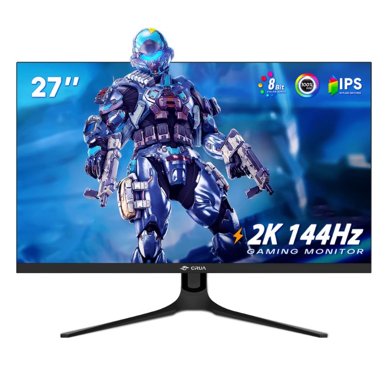 Photo 1 of CRUA 27" 144HZ 1440P GAMING MONITOR,IPS QHD(2560X1440P) 100% SRGB COLOR GAMUT PROFESSIONAL COMPUTER MONITOR, 1MS(GTG) RESPONSE TIME,3-SIDED NARROW BEZEL AND VESA MOUNTABLE(HDMI,DP)-MACHINE BLACK
