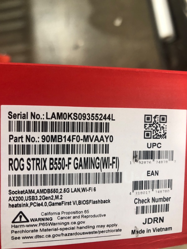 Photo 2 of ASUS ROG Strix B550-F Gaming (WiFi 6) AMD AM4 Zen 3 Ryzen 5000 & 3rd Gen Ryzen ATX Gaming Motherboard (PCIe 4.0, 2.5Gb LAN, BIOS Flashback, HDMI 2.1, Addressable Gen 2 RGB Header and Aura Sync) B550-F Gaming WiFi