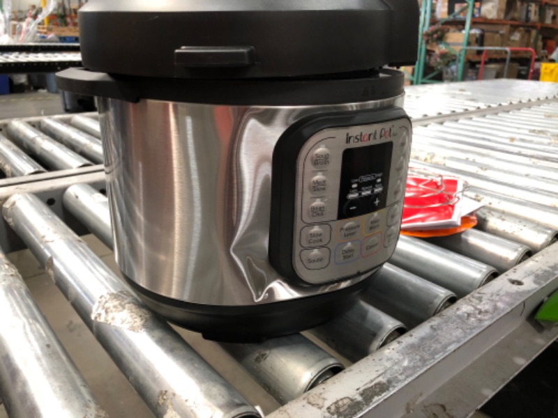 Photo 4 of Instant Pot Duo 7-in-1 Electric Pressure Cooker
***DAMAGED HAS DENTS TO FRONT OF POT, MISSING POWER CORD AND ALSO METAL PAN LINER