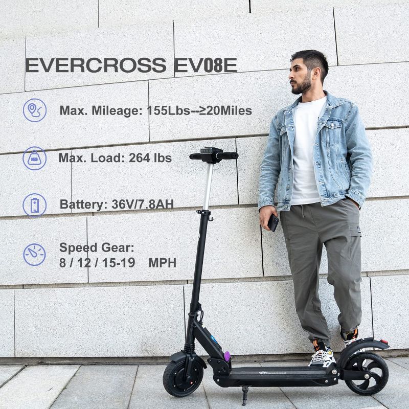 Photo 1 of **DOES NOT POWER ON**EVERCROSS EV08E Electric Scooter, Electric Scooter for Adults with 8" Solid Tires & 350W Motor, Up to 19 Mph & 20 Miles Long-Range, 3 Speed Modes, Folding Electric Scooters for Adults Teenagers
