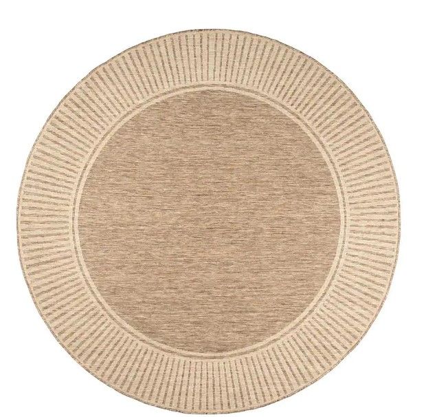 Photo 1 of 
nuLOOM

Asha Simple Border Light Brown 6 ft. 7 in. x 6 ft. 7 in. Round Indoor/Outdoor Patio Area Rug
