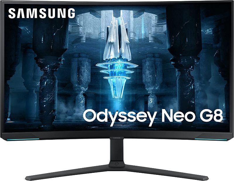 Photo 1 of SAMSUNG 32" Odyssey Neo G8 4K UHD 240Hz 1ms G-Sync 1000R Curved Gaming Monitor, Quantum HDR2000, AMD FreeSync Premium Pro, Matte Display, Ultrawide Game View, DisplayPort, HDMI, Black & White, 2022
