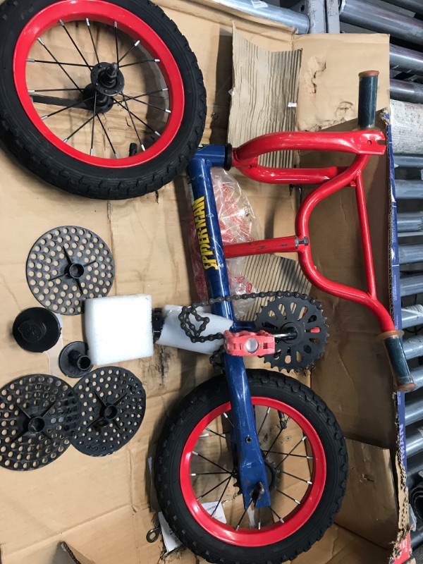 Photo 3 of **MISSING PARTS**Huffy Marvel Spider-Man 12” Kid’s Bike for Toddlers – with Removable Training Wheels & Quick Adjust Seat Height Blue and Red 12 Inch Regular Assembly Spider-man Feature