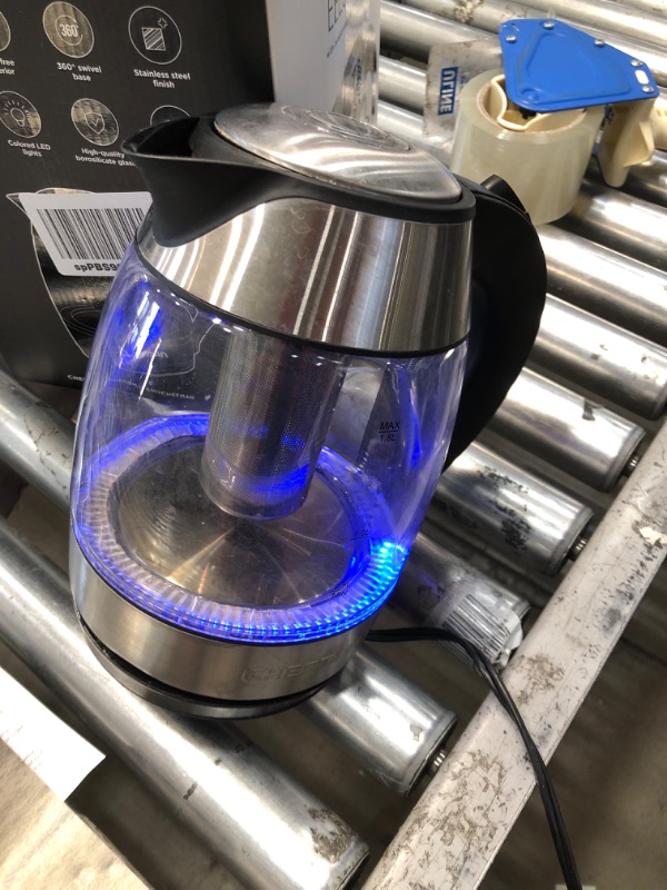 Photo 2 of **USED** Chefman Electric Kettle w/Temperature Control, Removable Tea Infuser, 5 Presets LED Indicator Lights, 360° Swivel Base, BPA Free, Stainless Steel, 1.8 Liters Temperature Control Stainless