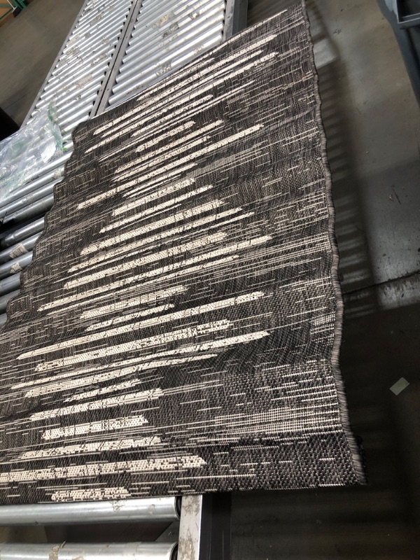 Photo 1 of **USED** JONATHAN Y SMB124E-3 Zolak Berber Stripe Geometric 3 X 5 Black/Ivory