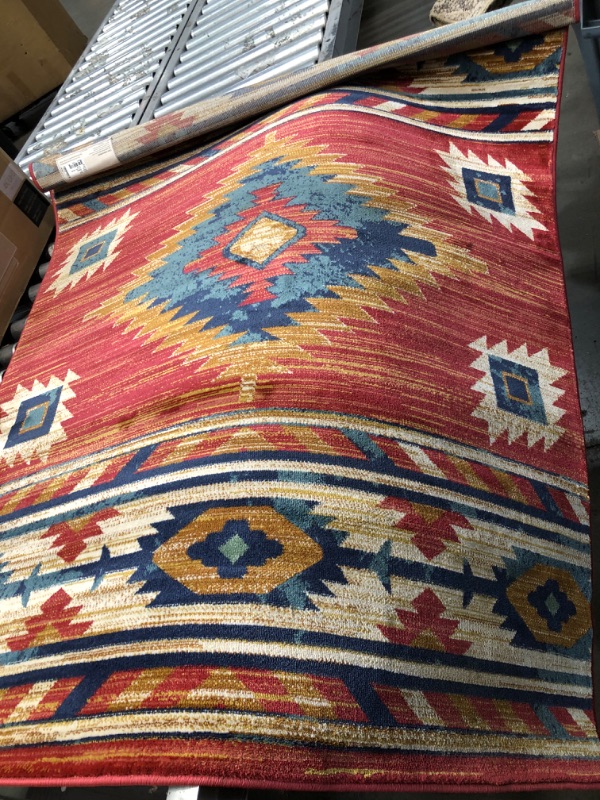 Photo 2 of **USED** Lea Crimson Traditional Southwestern Tribal Rug 3'11"x5'3"