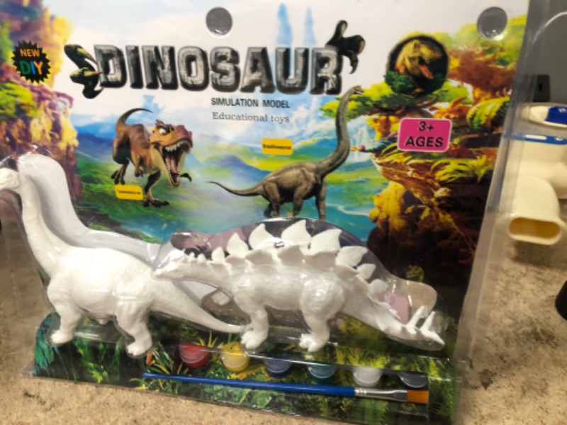 Photo 2 of 3D Painting Dinosaurs Toys Kids Arts Crafts Set Dino Toy DIY Painting Kit Decorate Your Own Dinosaur Figures DIY Dinosaur Arts Crafts for Boys ( Brachiosaurus + Stegosaurus)