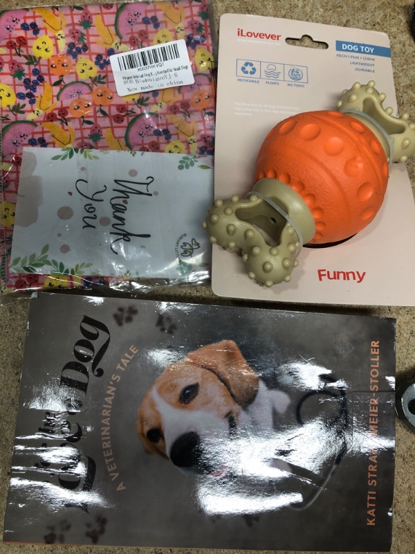 Photo 1 of 3 DOG RELATED ITEMS: BOOK, CHEW TOY, AND SMALL DOG KERCHIEF