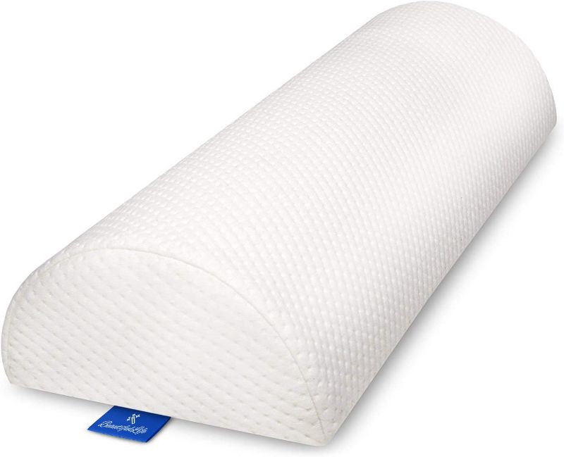Photo 1 of *DIFFERENT FROM STOCK PHOTO* Back Pain Relief Memory Foam Pillow - Half Moon Bolster Knee Pillow for Side, Back, Stomach Sleepers - Semi Roll Round Lumbar Leg Wedge 50 INCHES