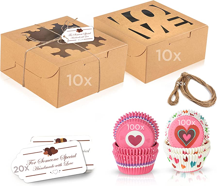 Photo 1 of [20 pack] Premium Oil Resistant 6x6x3in Dessert Boxes with Window for Gift Giving - 260pcs per set - Susumetsa