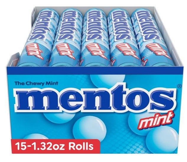 Photo 1 of (BEST BY 06/25) Mentos the Chewy Mint Candy, 1.32 oz Rolls, 15 Count Box
