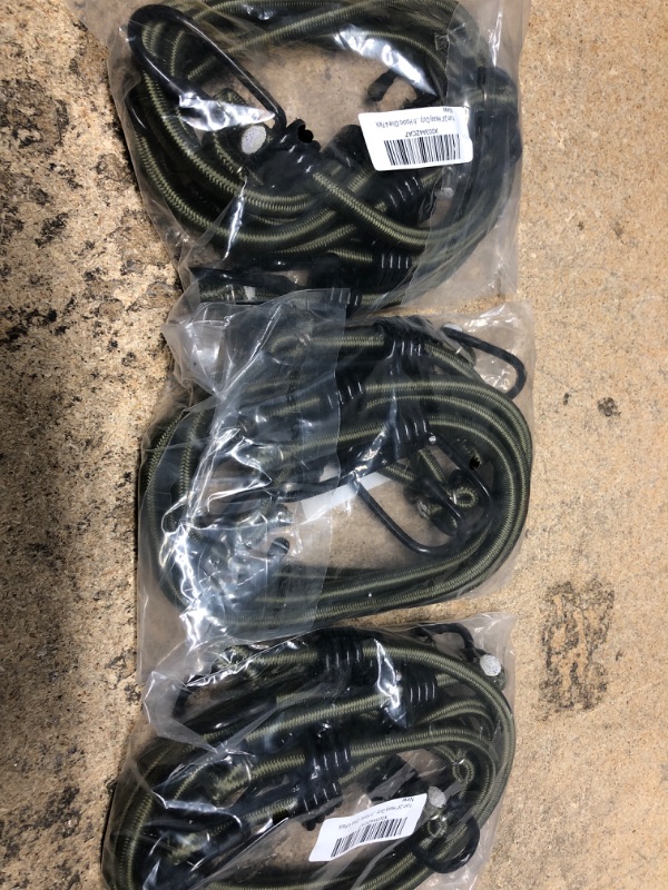 Photo 2 of 
Yuxh Bungee Cords Heavy Duty Outdoor 2ft Bungee Straps with Hooks Black Bunji Cord 24inch4Pcs Set of 3 Olive