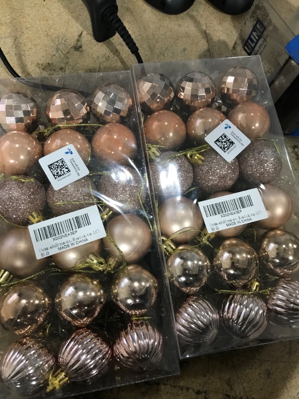 Photo 2 of (pack of 2 ) Christmas Ball, Christmas Decorations Christmas Tree Hanging Balls Halloween Party Decorations, Birthday Holiday Celebration Decoration Balls (4 Cm / 1.5 Inches 36 Pieces) Rose Gold Christmas Balls