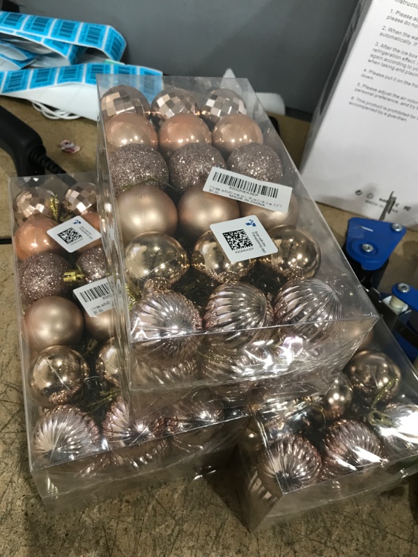 Photo 2 of (pack of 3) Christmas Ball, Christmas Decorations Christmas Tree Hanging Balls Halloween Party Decorations, Birthday Holiday Celebration Decoration Balls (4 Cm / 1.5 Inches 36 Pieces) Rose Gold Christmas Balls