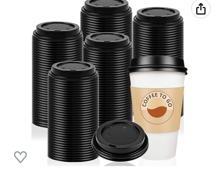 Photo 1 of 200 Pack Hot Drink Lids Plastic Lid Dome Coffee Cup Lid Easy Flow Anti Spill Design Fits Most 10 to 24 Ounce and 8 oz Squat Cups for Cafes, Office, Car, Home, Travel (Black)