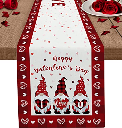 Photo 1 of *NOT exact stock photo, use for reference*
Table Runners 70 inches Gnome Valentines Day Decor, 13"x70"