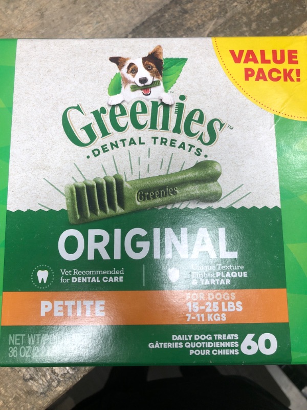 Photo 3 of *** EXP 02/11/2024 *** GREENIES Original Petite Natural Dog Dental Care Chews Oral Health Dog Treats, 36 oz. Pack (60 Treats) 60 Count (Pack of 1)