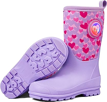 Photo 1 of DKSUKO KIDS WINTER LIGHT UP RAIN BOOTS SNOW BOOTS INSULATED WATERPROOF RUBBER BOOTS SIZE 6