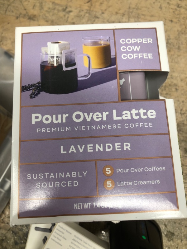 Photo 3 of **EXPIRES 11/2022** COPPER COW COFFEE Lavender Latte Pour Over Vietnamese Coffee Kit, 7.4 OZ
