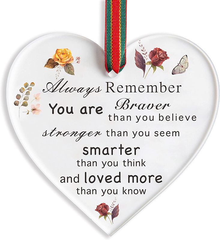 Photo 1 of **SET OF 2** Gifts for Women Birthday Gift Encouragement You Are Braver Stronger Smarter Inspirational Gift for Coworker Best Friend Sister Cheer Up Gifts Under 10 Acrylic Sign Thinking of You Gifts Christmas Gift
