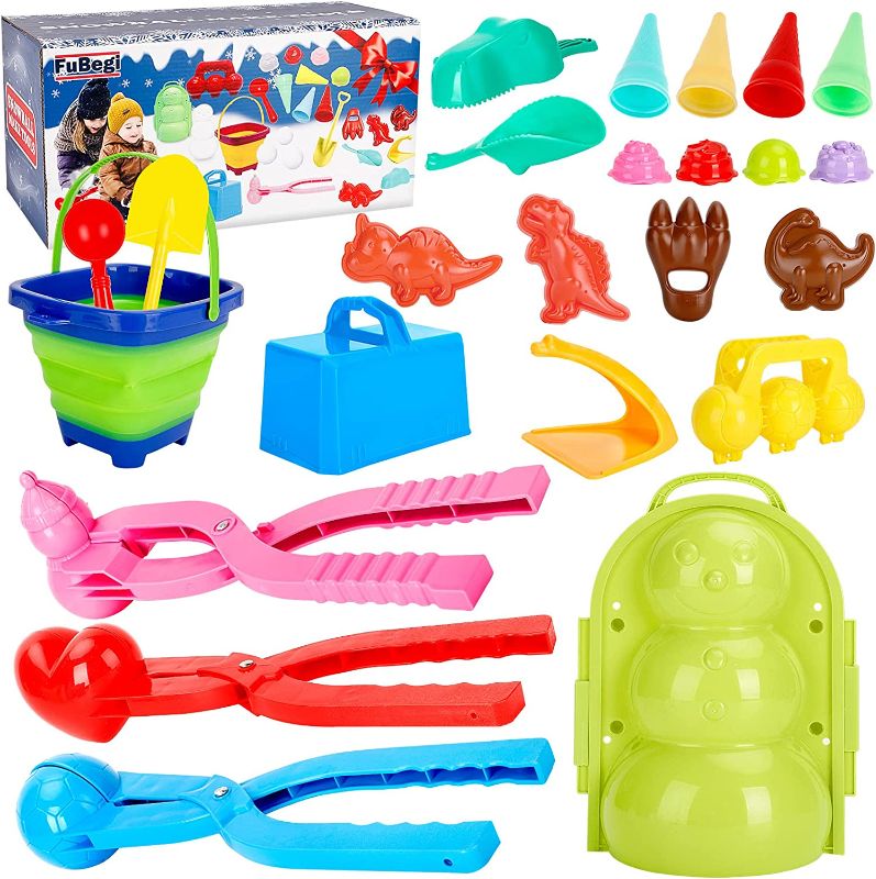 Photo 1 of 24 Pcs Snow Toys Kit, Snowball Maker Tool for Kids, Snowball Maker Clip, Winter Outdoor Games Snowman Kit Snow Mold Toys with Shape of Snowmen/Heart/Ice Cream Mould Set,Snow Toys with Gift Box
