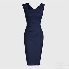 Photo 1 of MUXXN Navy Blue Assymetrical Sleeveless Sheath Dress, Sz XL See original listing
