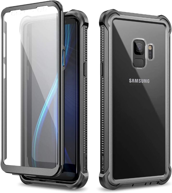 Photo 1 of Dexnor Galaxy S9 Case with Screen Protector Clear Military Grade Rugged 360 Full Body Protective Shockproof Hard Back Cover Defender Heavy Duty Bumper Case for Samsung Galaxy S9 - Black
