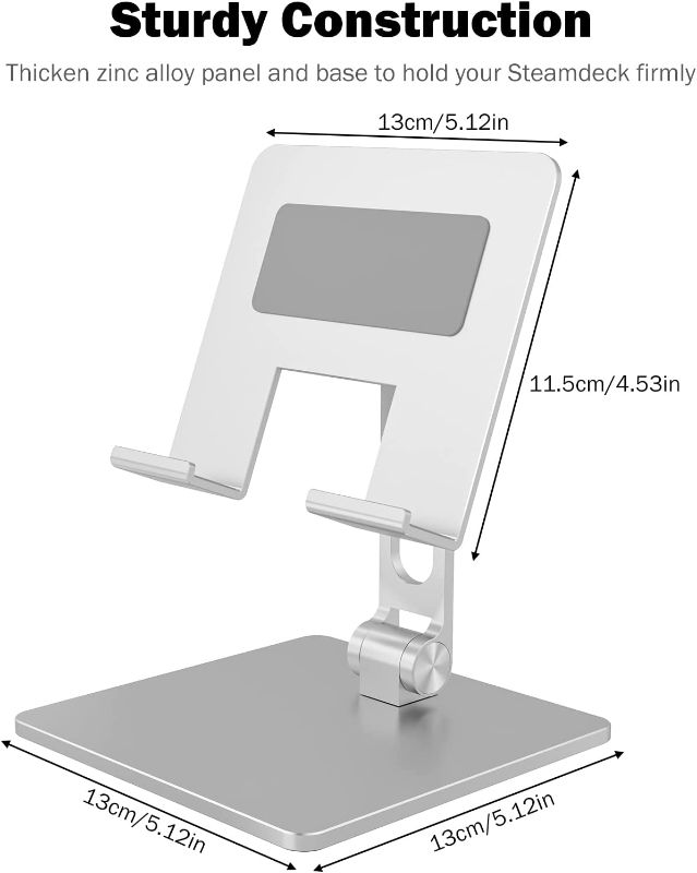 Photo 3 of Stand Holder for Valve Steam Deck , Multi-Angles Adjustable Foldable Dock with Thickened Base for Steam Deck Accessories (Silver)