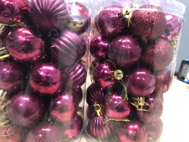 Photo 1 of 34ct Small Christmas Ball Ornaments Shatterproof Christmas Hanging Tree Decorative Balls for Party Holiday Wedding Decor Wine, 1.57",40mm Wine 1.57 in (BUNDLE OF TWO)