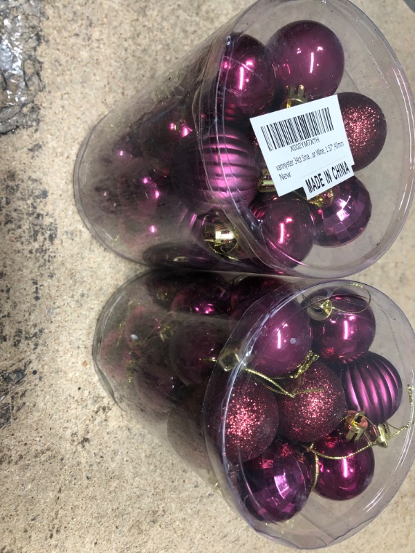 Photo 2 of 34ct Small Christmas Ball Ornaments Shatterproof Christmas Hanging Tree Decorative Balls for Party Holiday Wedding Decor Wine, 1.57",40mm Wine 1.57 in (BUNDLE OF TWO)