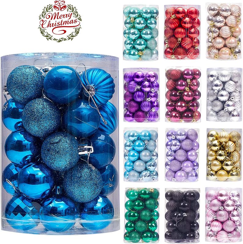 Photo 3 of 34ct Small Christmas Ball Ornaments Shatterproof Christmas Hanging Tree Decorative Balls for Party Holiday Wedding Decor Wine, 1.57",40mm COLORS Wine & Blue 1.57 in (BUNDLE OF TWO)