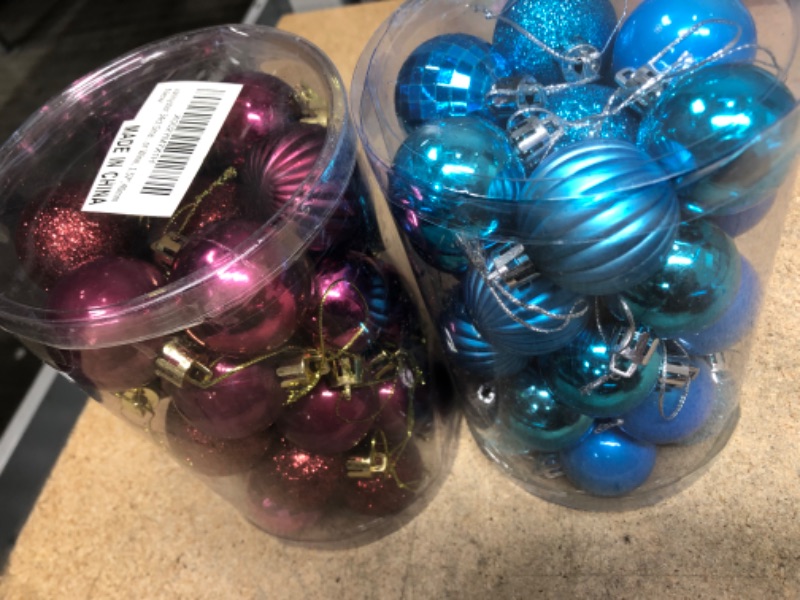 Photo 1 of 34ct Small Christmas Ball Ornaments Shatterproof Christmas Hanging Tree Decorative Balls for Party Holiday Wedding Decor Wine, 1.57",40mm COLORS Wine & Blue 1.57 in (BUNDLE OF TWO)