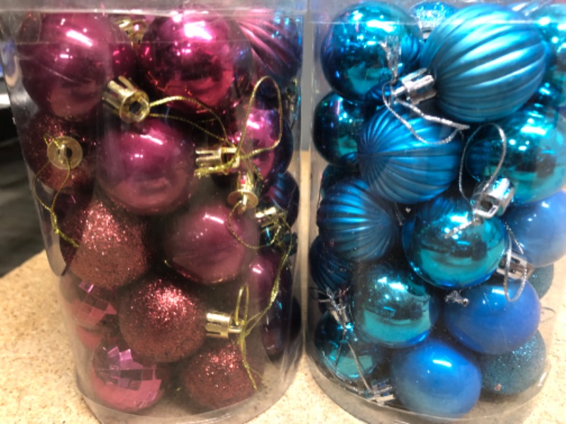 Photo 2 of 34ct Small Christmas Ball Ornaments Shatterproof Christmas Hanging Tree Decorative Balls for Party Holiday Wedding Decor Wine, 1.57",40mm COLORS Wine & Blue 1.57 in (BUNDLE OF TWO)