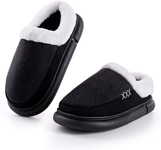 Photo 1 of Mens Winter Slippers Memory Foam Indoor Slippers Soft Thick Sole House Shoes C Black SIZE 7-8