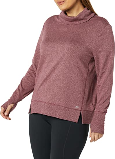 Photo 2 of Amazon Essentials Women's Studio Terry Long-Sleeve Funnel Neck Sweatshirt SIZE Large, COLOR Burgundy Heather