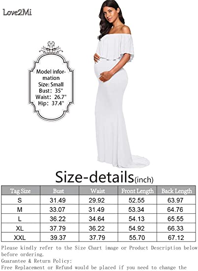 Photo 2 of Love2Mi Womens Off Shoulder Maternity Dress for Photoshoot Mama Ruffles Photography Dress Slim Fitted Gown for Baby Shower 03 COLOR White, SIZE Small