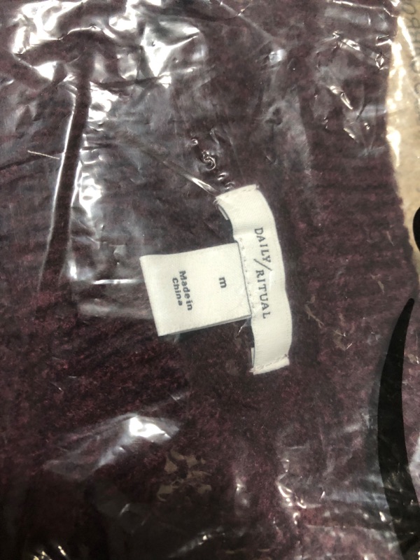 Photo 3 of Daily Ritual Women's Cozy Boucle Crewneck Sweater SIZE Medium COLOR Wine Heather