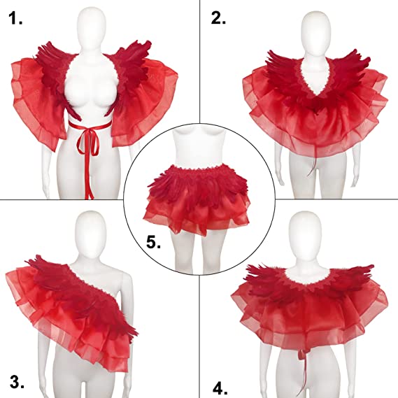 Photo 1 of Gothic Mesh Feather Shrug Cape Shawl Halloween Costume for Adult 