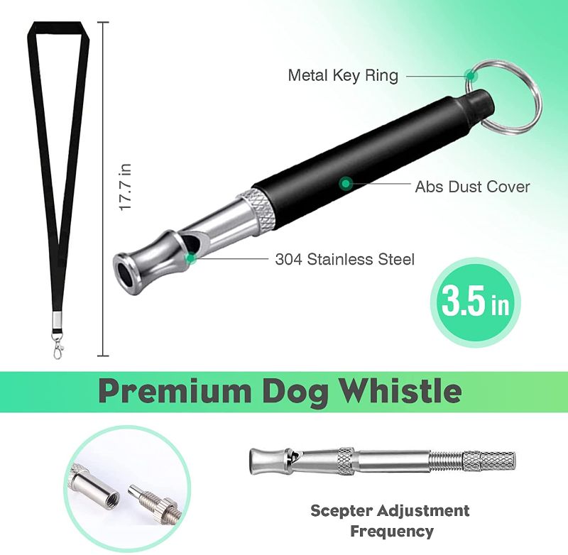 Photo 2 of Mizzkly 2 Packs Dog Whistle to Stop Barking Make Dogs Come to You Silent Dog Whistles for Recal Adjustable Ultrasonic Professional Training Dog Whistle Deaf Dog Whistles with Lanyard