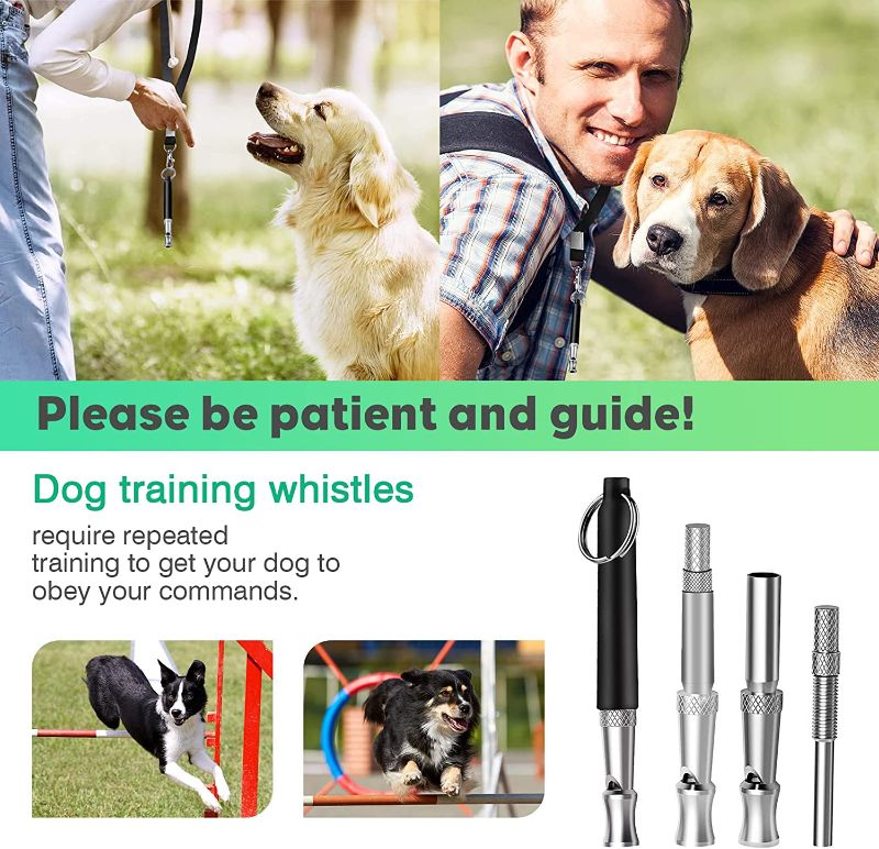 Photo 3 of Mizzkly 2 Packs Dog Whistle to Stop Barking Make Dogs Come to You Silent Dog Whistles for Recal Adjustable Ultrasonic Professional Training Dog Whistle Deaf Dog Whistles with Lanyard