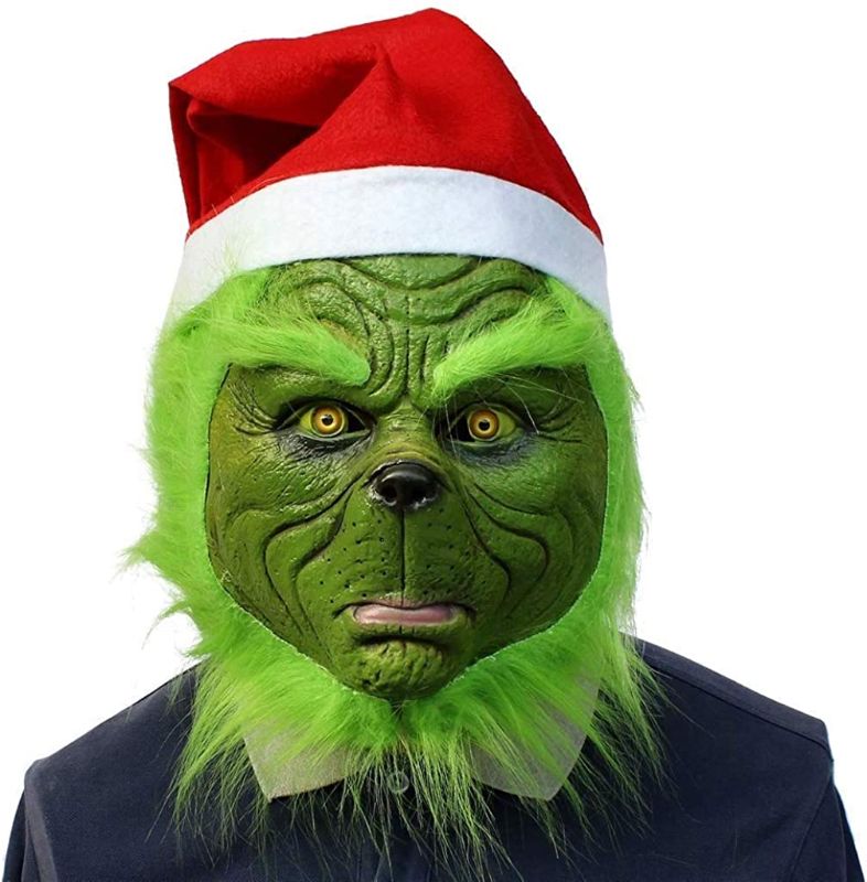Photo 1 of Green Monster Mask Deluxe Latex Comedy Movie Halloween Christmas Party Cosplay Props 