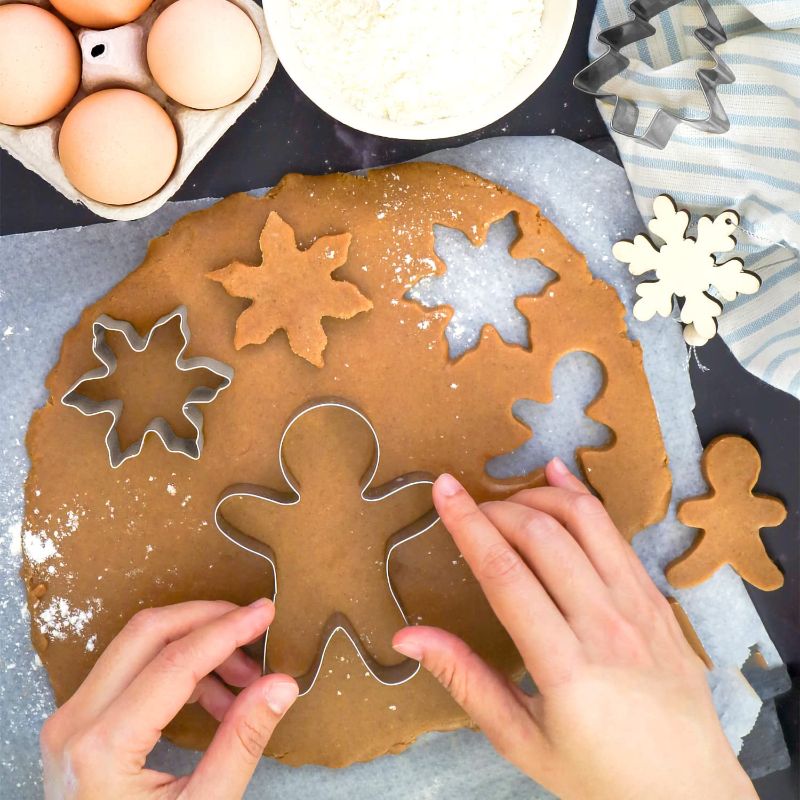 Photo 4 of 14 Pcs Christmas Cookie Cutters Set-Gingerbread Men, Snowflake, Reindeer, Angel, Christmas Tree, Snowman, Santa Face and More Cookie Cutters molds 