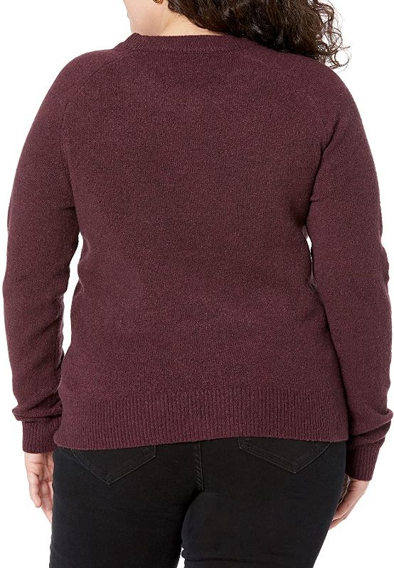 Photo 2 of Daily Ritual Women's Cozy Boucle Crewneck Sweater Medium Wine Heather