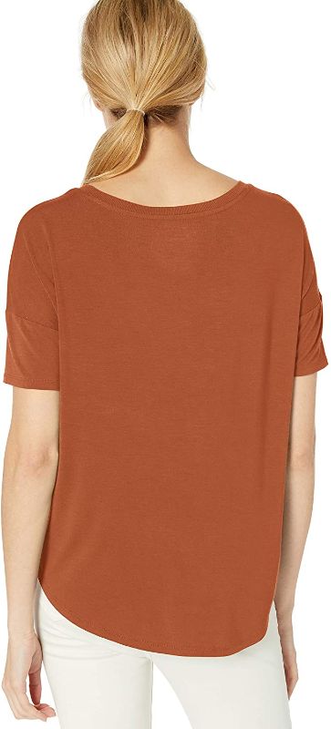 Photo 2 of Daily Ritual Women's Jersey Relaxed-Fit Short-Sleeve Drop-Shoulder Scoopneck T-Shirt Rayon Blend Caramel Medium