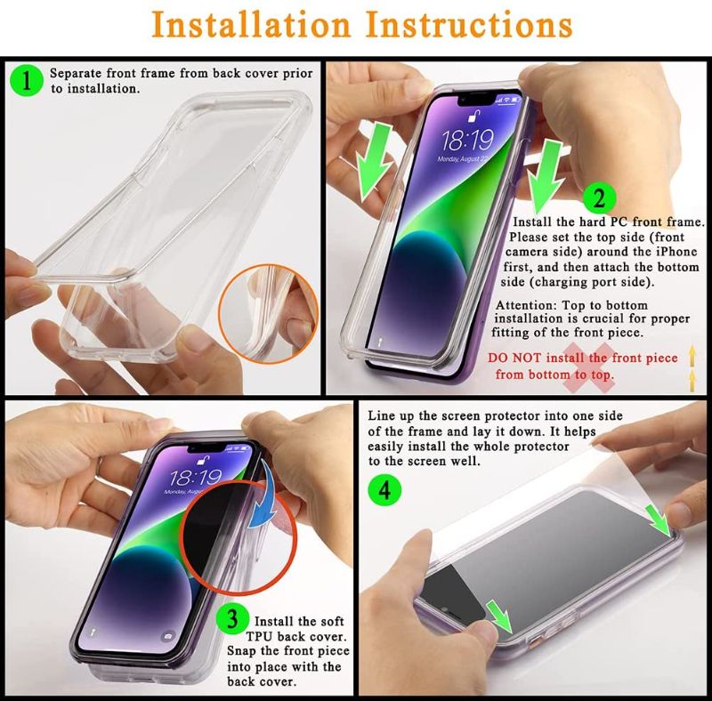 Photo 3 of COOLQO Compatible for iPhone 13 Pro Case 6.1 Inch, with [2 x Tempered Glass Screen Protector] Clear 360 Full Body Protective Coverage Silicone 14 ft Drop Military Grade Shockproof Phone Cover Clear For iPhone 13 Pro (6.1 inch)