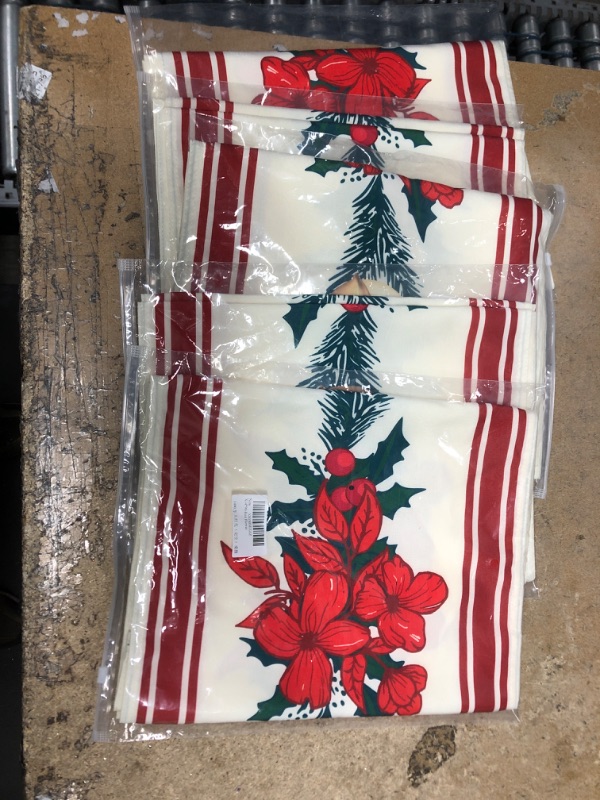 Photo 2 of 10 Christmas runners, 5 kids and 5 Softalker Christmas Table Runner with Red Flower, Premium Polyester Fabric Xmas Table Decoraion for Winter Holiday/Parties/Dining Indoor and Outdoor Use (13 x 90 inch)