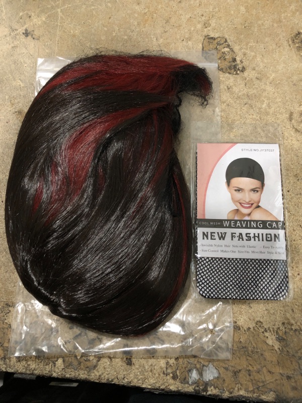 Photo 1 of artjosy sexy anime character cosplay wigs for women short black mixed with red - bob