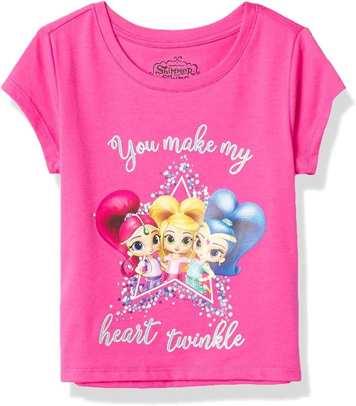 Photo 1 of  3  Shimmer and Shine Girls' Toddler Short Sleeve T-Shirt, Hot Pink, All 3T