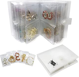 Photo 2 of  2 Transparent Jewelry Storage Book, Jewelry Storage Albumwith 50 Zipper Bag, Portable Travel Jewelry Organizer Storage Book for Rings, Necklace, Bracelets, Stud, and Earrings (160 Grids + 50 Thicken PVC Bags) Flower nail Ott Selection 4 packs Cute bundle